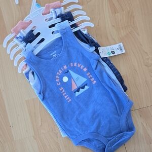 Carter's Blue Nautical Bodysuits, Nwt, 6m, 5 Pieces